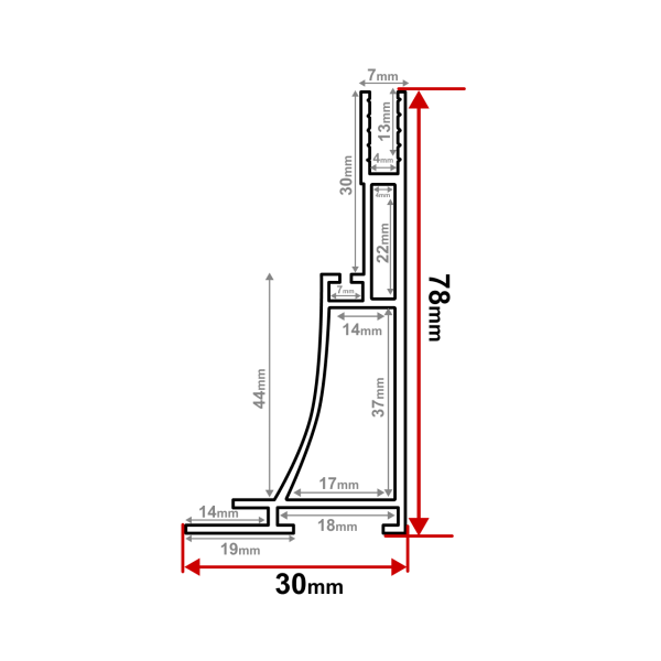 Профиль алюминиевый 8см для ткани 6м (KB-08C)